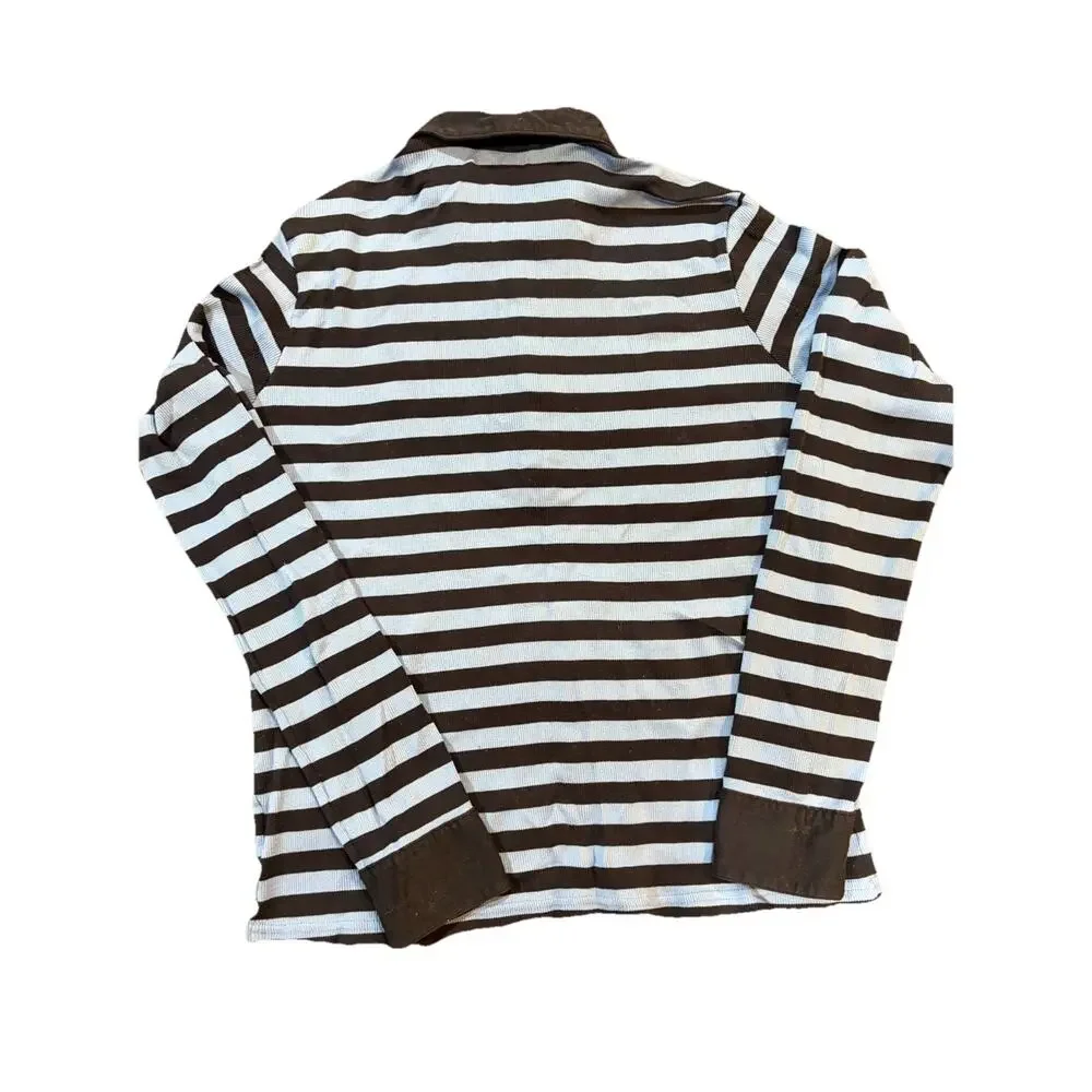 90s Ralph Lauren Sport Striped Rugby Polo Shirt Women’s L USA made 100% Cotton - Picture 7 of 11